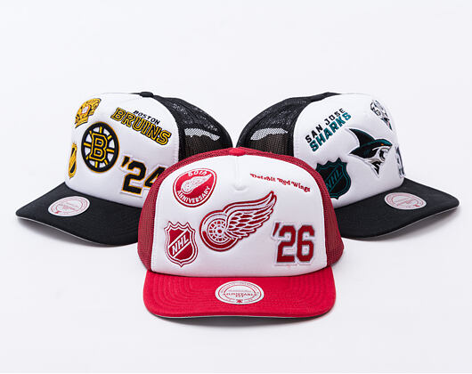 Kšiltovka Mitchell & Ness - Gridlock Trucker - Detroit Red Wings - White