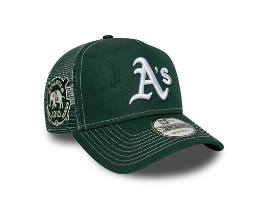 Kšiltovka New Era - MLB Contrast Stitch WS Retro 9FORTY Trucker - Oakland Athletics - Dark Green