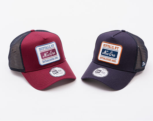 Kšiltovka New Era - Buffalo Patch 9FORTY Trucker - Burgundy / Muted Indigo