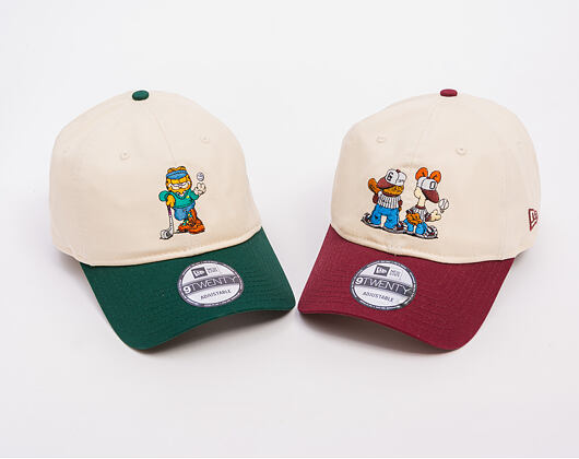Kšiltovka New Era - Garfield at Golf Course 9TWENTY - Cream / Dark Green