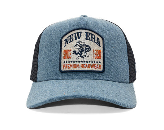 Kšiltovka New Era - Western Rodeo Denim Patch 9FORTY Trucker - Sky Blue / Navy