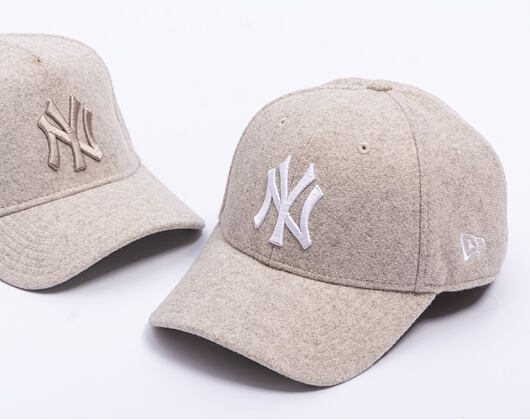 Kšiltovka New Era - MLB Melton Wool 9FORTY - NY Yankees - Stone / White