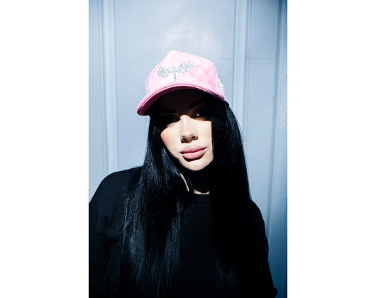 Kšiltovka Reflection Luxury Velvet Rhinostones Pink / White