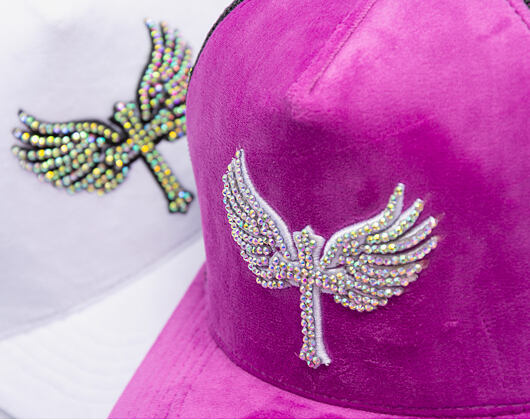 Kšiltovka Reflection Luxury Velvet Rhinostones Grape Purple