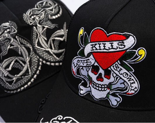 Kšiltovka Ed Hardy - Love-Slowly Twill Front Mesh Trucker - Black