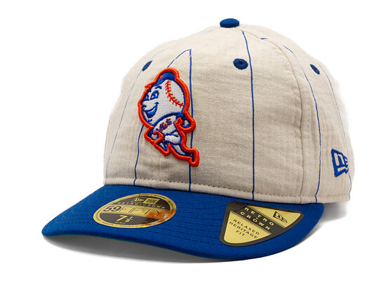 Kšiltovka New Era - MLB Retro Linen Pinstripe 59FIFTY Retro Crown - NY Mets - Mr. Met - Off White