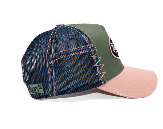 Kšiltovka Von Dutch - Trucker - Cali Patch Olive/Distressed Pink Denim