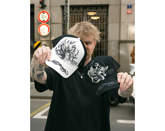 Kšiltovka Ed Hardy - Mono Giant Dragon Twill Front Mesh Trucker - Black/Black