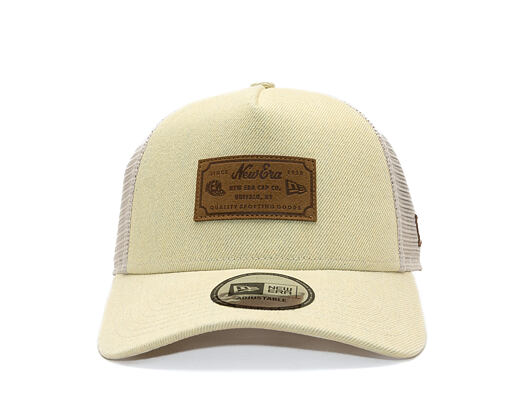 Kšiltovka New Era - Branded Denim Leather Patch 9FORTY A-Frame Trucker - Camel