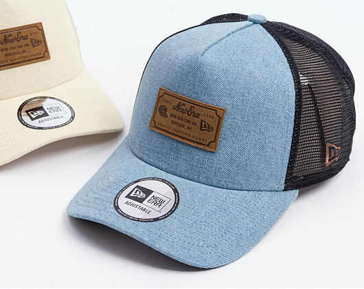 Kšiltovka New Era - Branded Denim Leather Patch 9FORTY A-Frame Trucker - Navy
