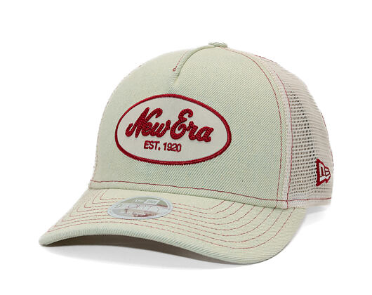 Dámská Kšiltovka New Era - Branded Denim Oval Logo 9FORTY M-CROWN A-Frame Trucker - Cream