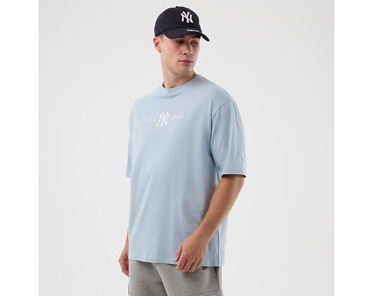 Triko New Era - MLB Script Oversized Tee - NY Yankees - Sky Blue