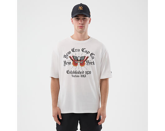 Triko New Era - Branded Oversized Graphic Tee - White