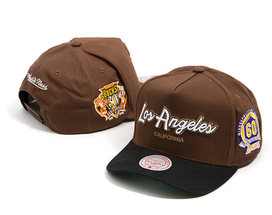 Kšiltovka Mitchell & Ness - NBA - La Script 2.0 - Los Angeles Lakers - Brown/Black