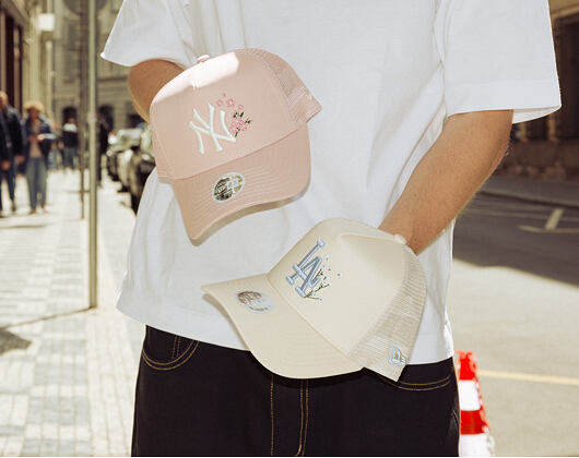 Dámská Kšiltovka New Era - MLB Floral 9FORTY A-Frame Trucker - LA Dodgers - Cream / Sky Blue
