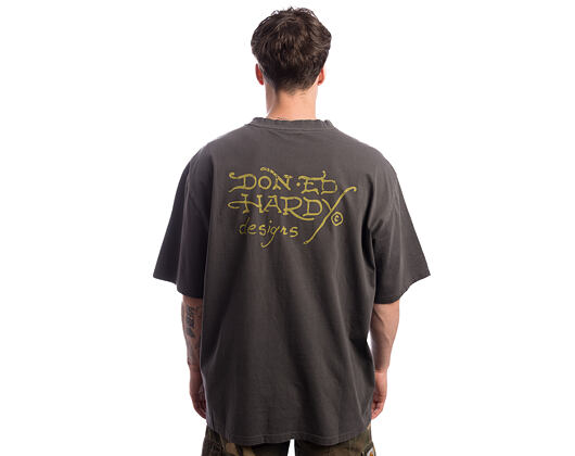 Triko Ed Hardy - Battle Of The Dragons Relaxed Tshirt - Charcoal