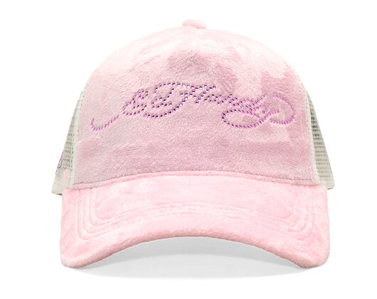Kšiltovka Ed Hardy - Diamante Velour 5 Panel Trucker Cap - Pink