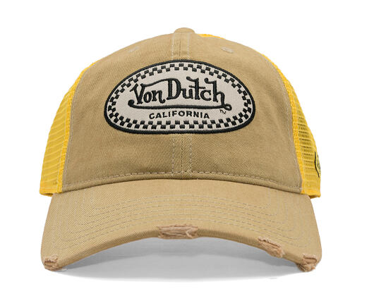 Kšiltovka Von Dutch - Baseball Cap - California Patch - Tan / Yellow