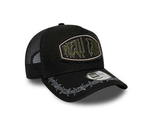 Kšiltovka New Era - Branded Distressed Patch 9FORTY A-Frame Trucker - Black