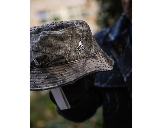 Klobouk Kangol - Denim Mashup Bucket - Black Trompe L'Oeil