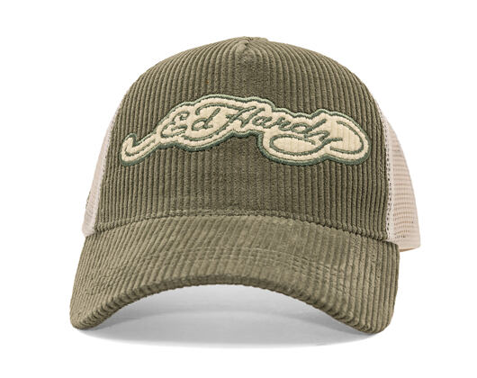 Kšiltovka Ed Hardy - Embroidery Applique Cord 5 Panel Trucker Cap - Sage