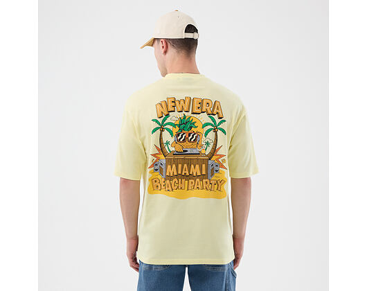Triko New Era - Branded Beach Party Graphic Oversized Tee - Yellow