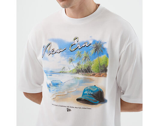 Triko New Era - Branded Beach Graphic Oversized Tee - White
