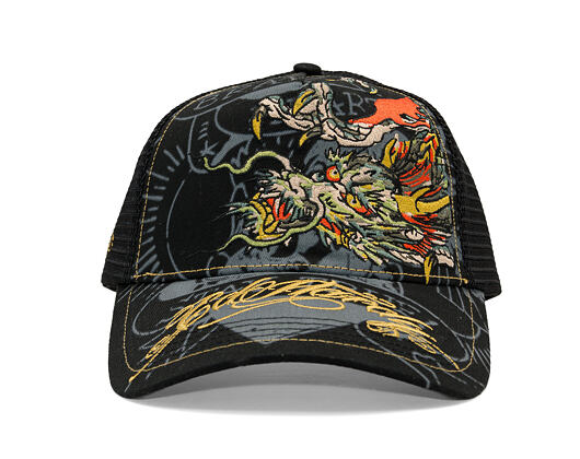 Kšiltovka Ed Hardy - Unisex Crawling Dragon 5 Panel Trucker Cap - Black