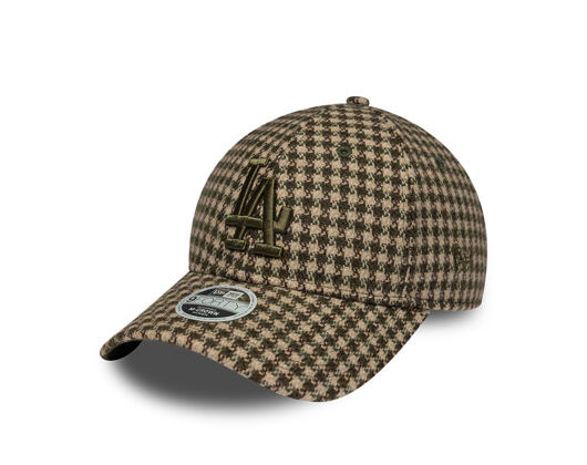 Dámská Kšiltovka New Era - MLB Houndstooth 9FORTY M-CROWN - LA Dodgers - New Olive