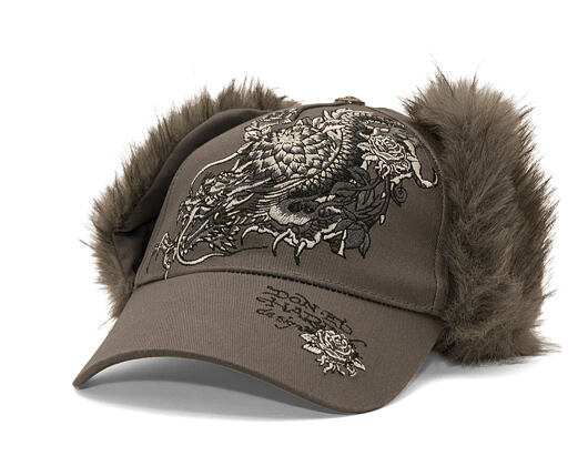 Kšiltovka Ed Hardy - Crawling Dragon Trapper - Grey