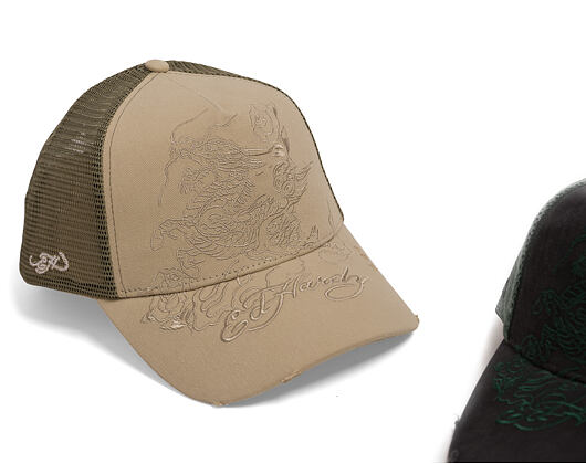 Kšiltovka Ed Hardy - Outline Dragon Distressed - Khaki