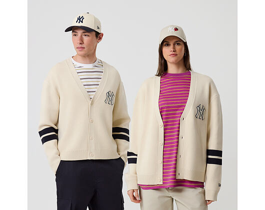 Svetr New Era - MLB Knit Cardigan - NY Yankees - Cream