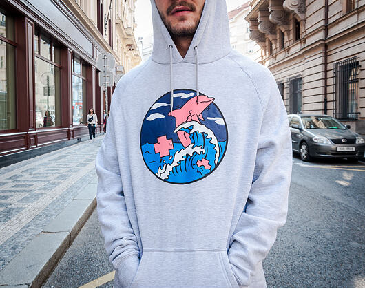 Mikina s kapucí Pink Dolphin Splash Wave Hoodie Heather Grey