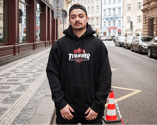 Mikina S Kapucí HUF Thrasher Tour De Stoops Black
