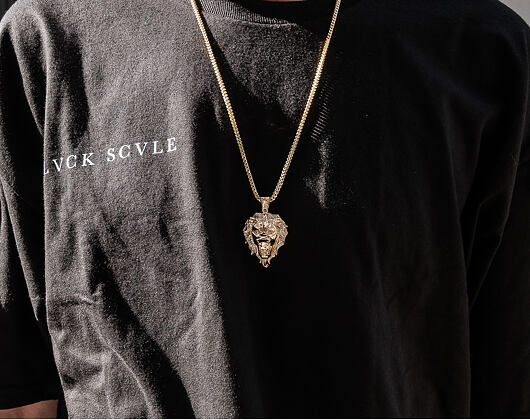 Pozlacený Řetízek na krk King Ice The 14K Gold Faceted Lion from Fox´s Empire