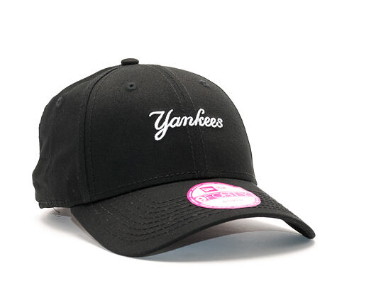 Dámská New Era Wordmark New York Yankees 9FORTY Black/White Strapback