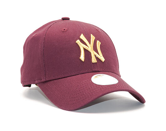 Dámská Kšiltovka New Era Essential New York Yankees 9FORTY Maroon/Gold Strapback