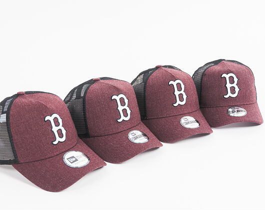 Dětská Kšiltovka New Era Seas Heather Aframe Trucker Boston Red Sox 9FORTY Youth Heather Maroon/Whit