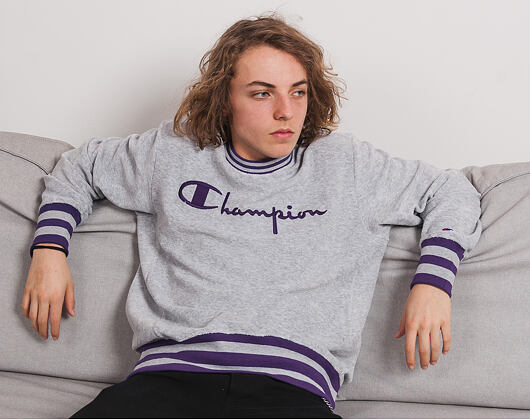 Mikina Champion Crewneck Sweatshirt Classic Logo Grey/Purple