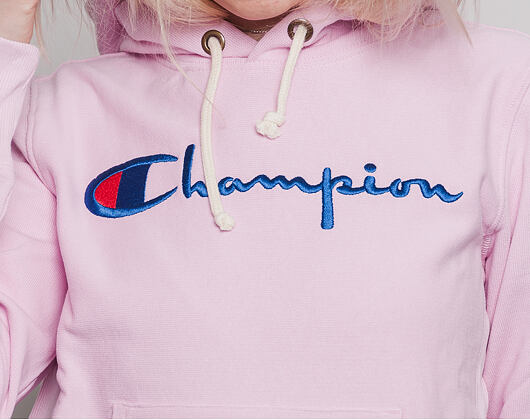 Dámská Mikina Champion Hooded Sweatshirt Classic Logo Embroidered Pink