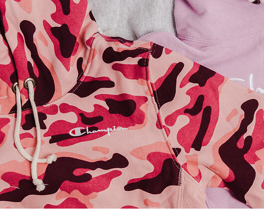 Dámská Mikina S Kapucí Champion Classic Mini Logo Embroidered Pink Camo