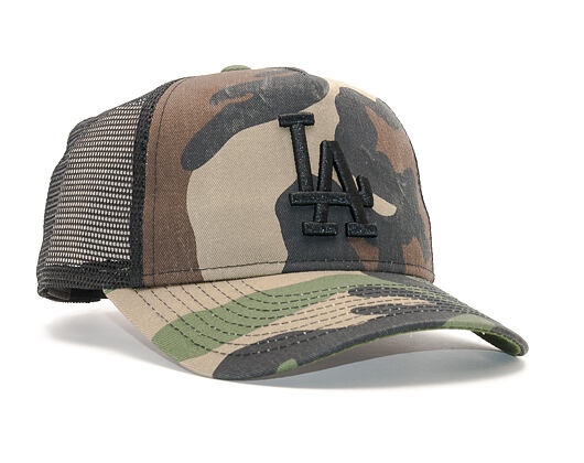 Kšiltovka New Era Trucker Washed Camo Los Angeles Dodgers 9FORTY Woodland Camo Snapback