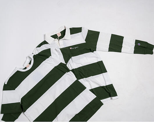 Triko Champion Long Sleeve Polo T-Shirt Green/White