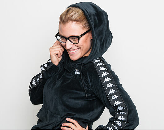 Dámská Velurová Mikina s Kapucí Kappa Authentic Asper Black/White