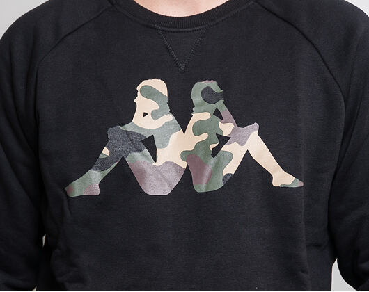 Mikina Kappa Authentic Oiano Crewneck Black/Millitary