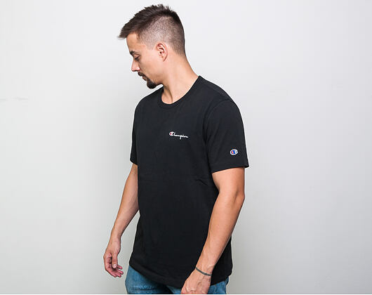Triko Champion Crewneck T-Shirt Classic Logo Small Text Black