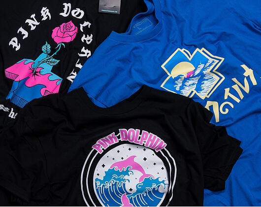 Triko Pink Dolphin Concrete Rose Tee Black