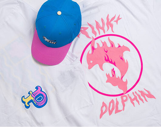 Triko Pink Dolphin Aqua Flame Tee White