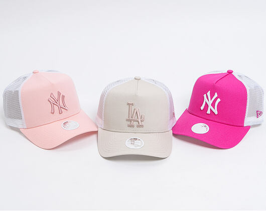 Dámská Kšiltovka New Era 9FORTY A-Frame New York Yankees Essential Pink/White Snapback