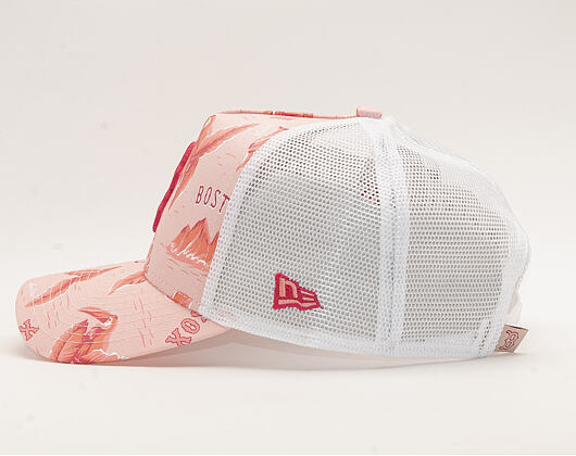 Kšiltovka New Era 9FORTY A-Frame Trucker Boston Red Sox Desert Island Pink/White